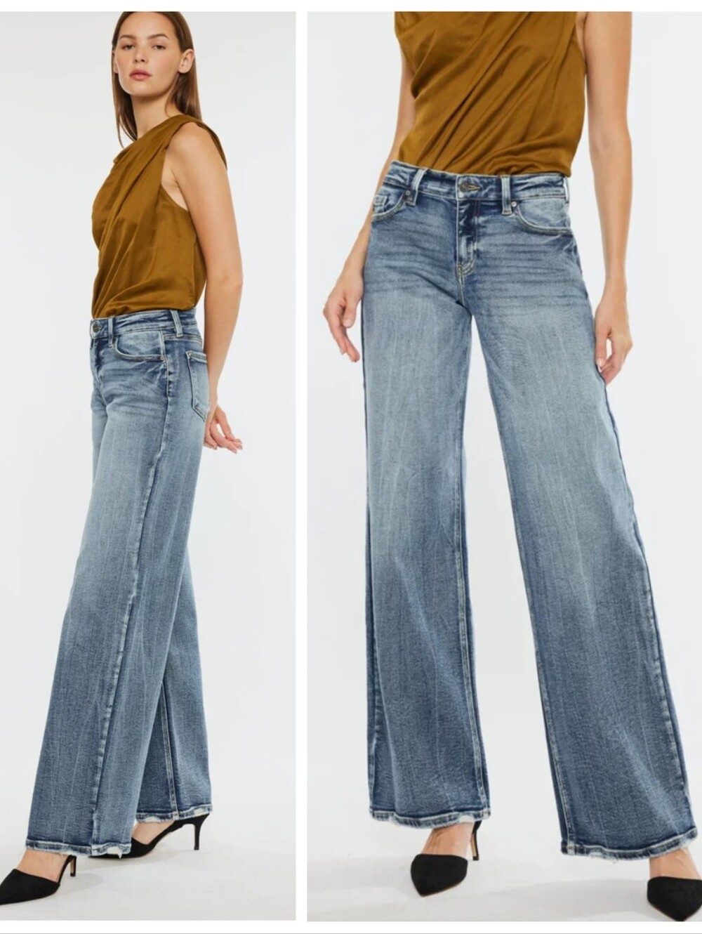 KanCan Venice Mid Rise Wide Leg Jeans Women's 11/29 Caligirl Bohemian Relaxed - Picture 3 of 11